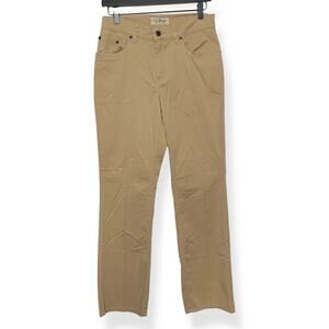 Medium Tall LL Bean women's tan khaki high rise classic fit straight leg pants 8